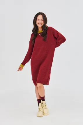 Burgundy Beat Sweater Dress