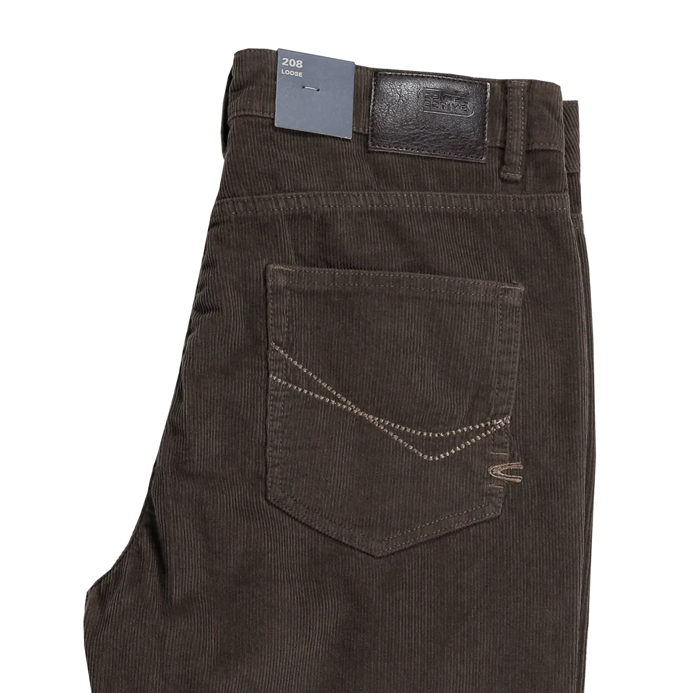 camel active Men Chino Trousers in 208 Loose Fit with 5 Pockets in Olive Corduroy 9-208SS25CDB527