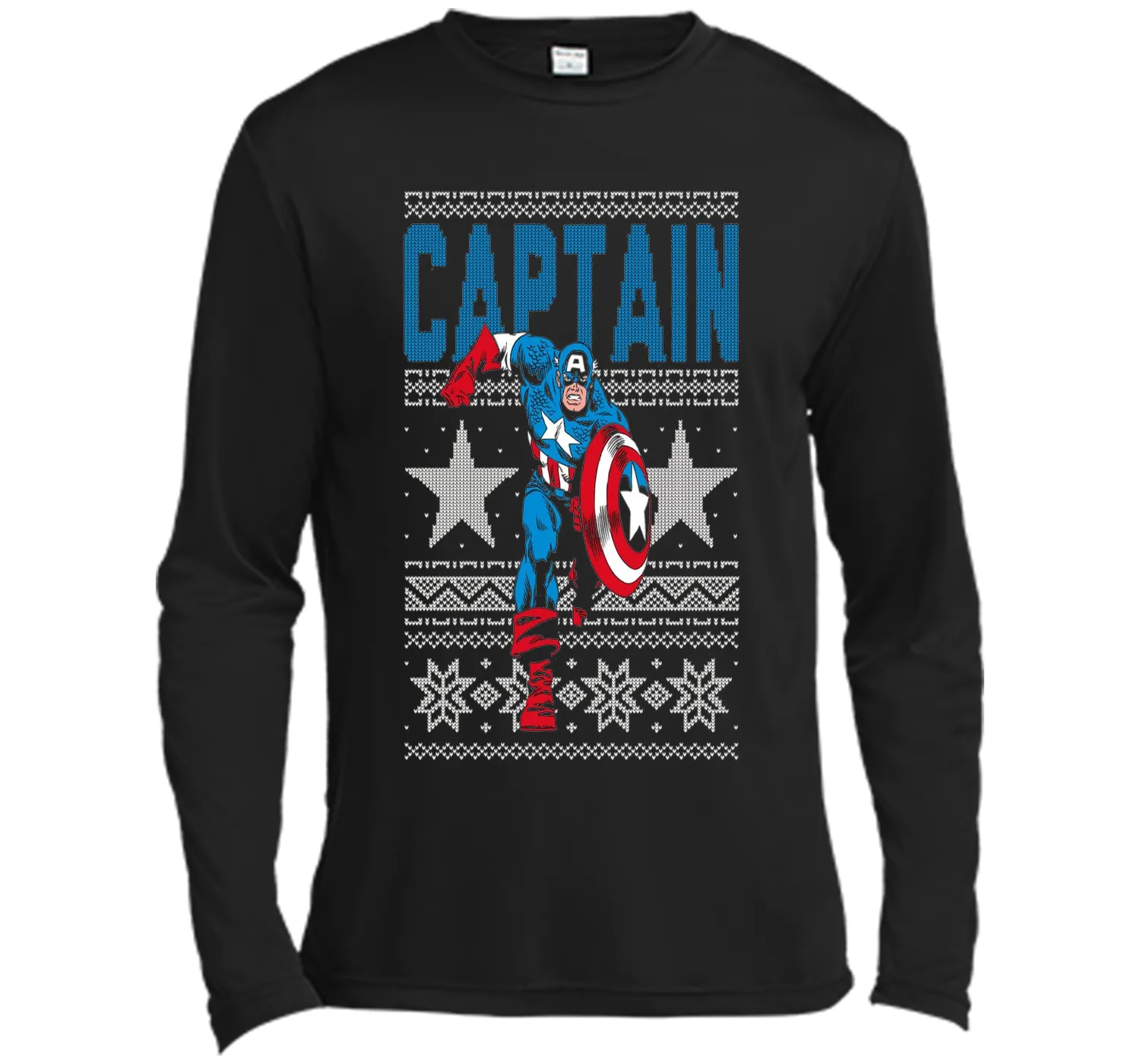 Captain America Star Ugly Christmas Sweater Graphic T-Shirt