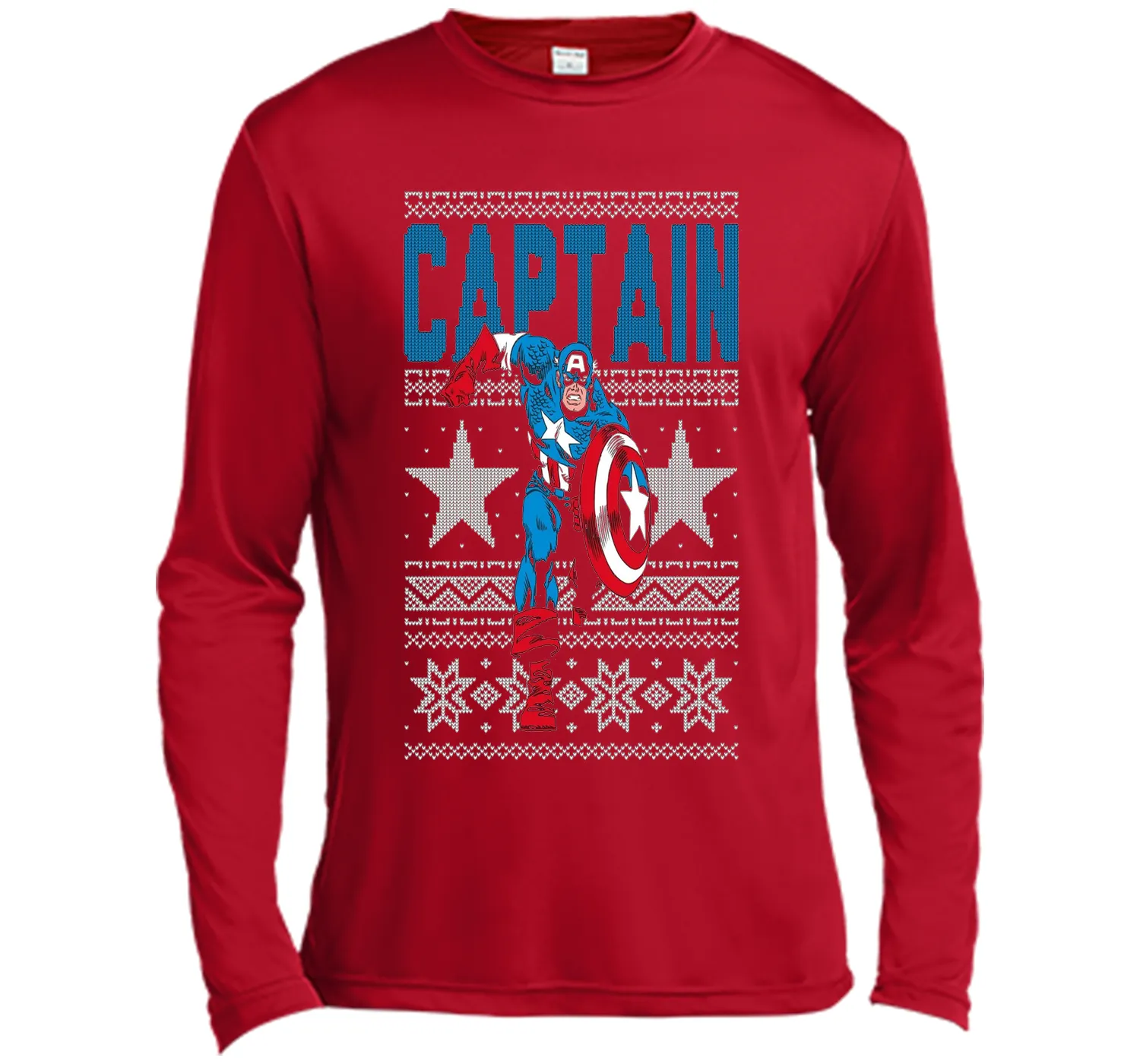 Captain America Star Ugly Christmas Sweater Graphic T-Shirt
