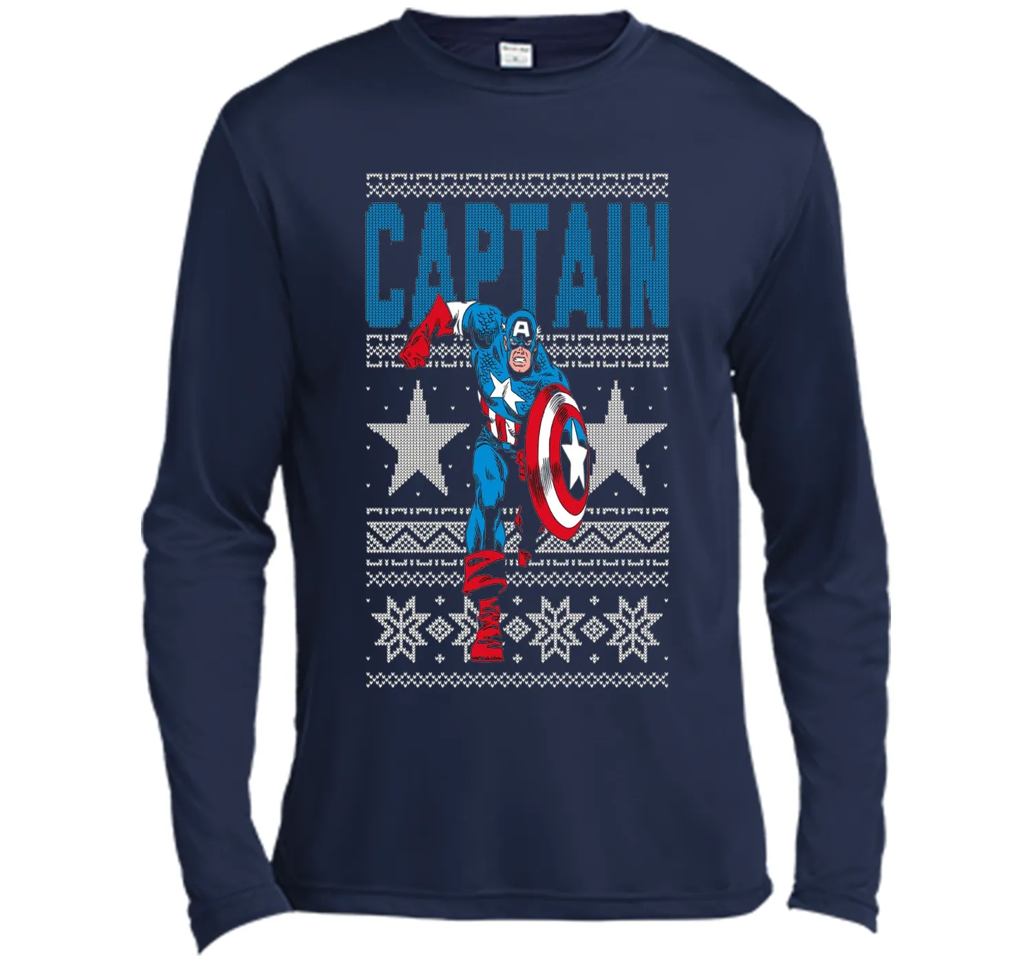 Captain America Star Ugly Christmas Sweater Graphic T-Shirt