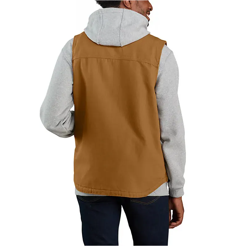 Carhartt Men’s Mock-Neck Sherpa-Lined Vest - Loose Fit - Washed Duck - Dark Brown