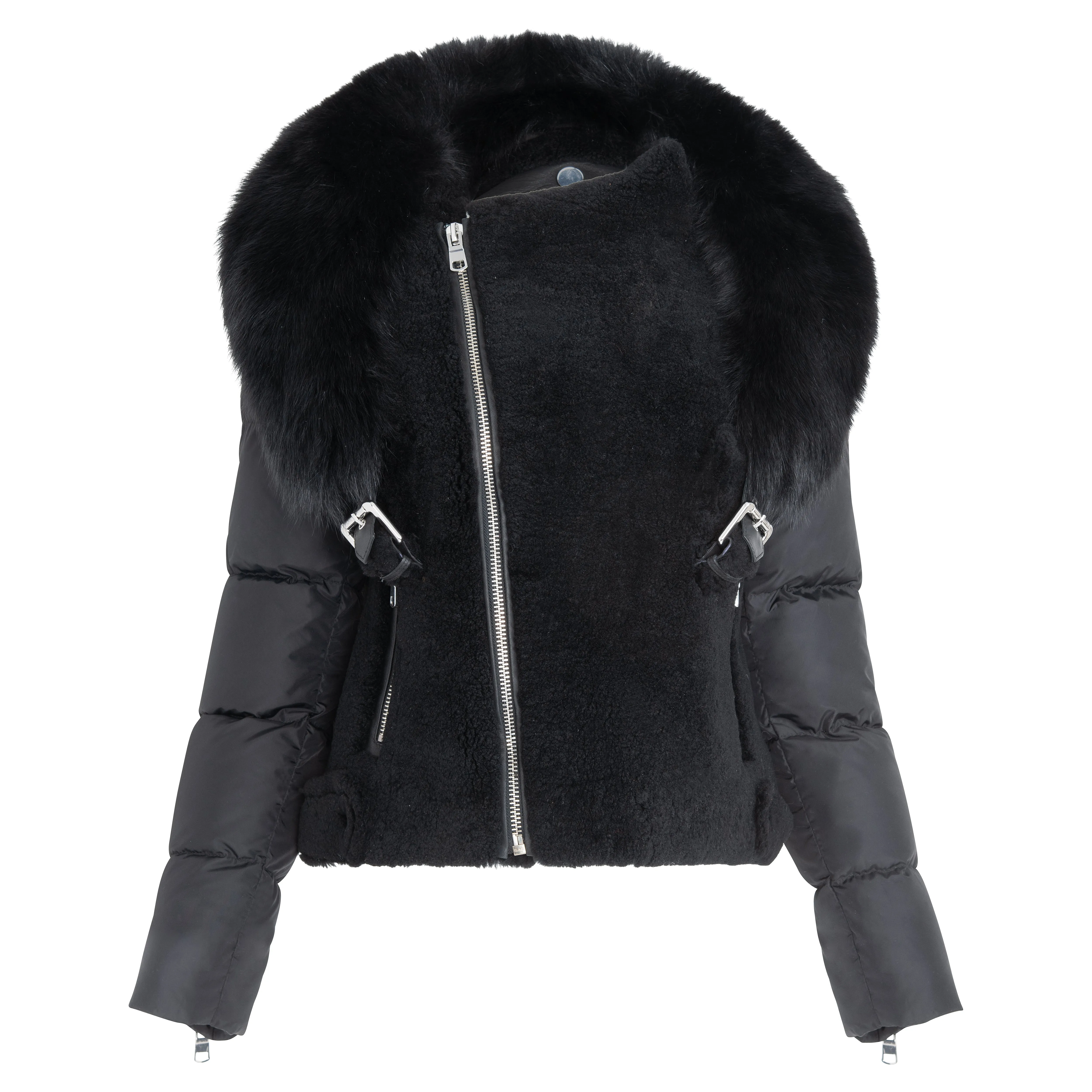 CARRA Shearling & Down moto jacket