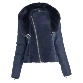 CARRA Shearling & Down moto jacket