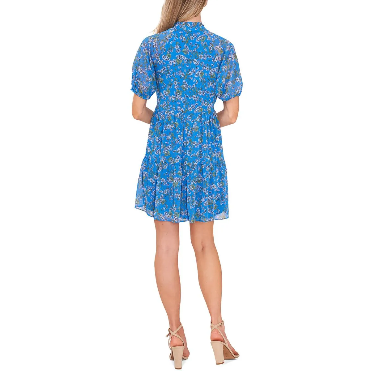 CeCe Womens Floral Mini Babydoll Dress