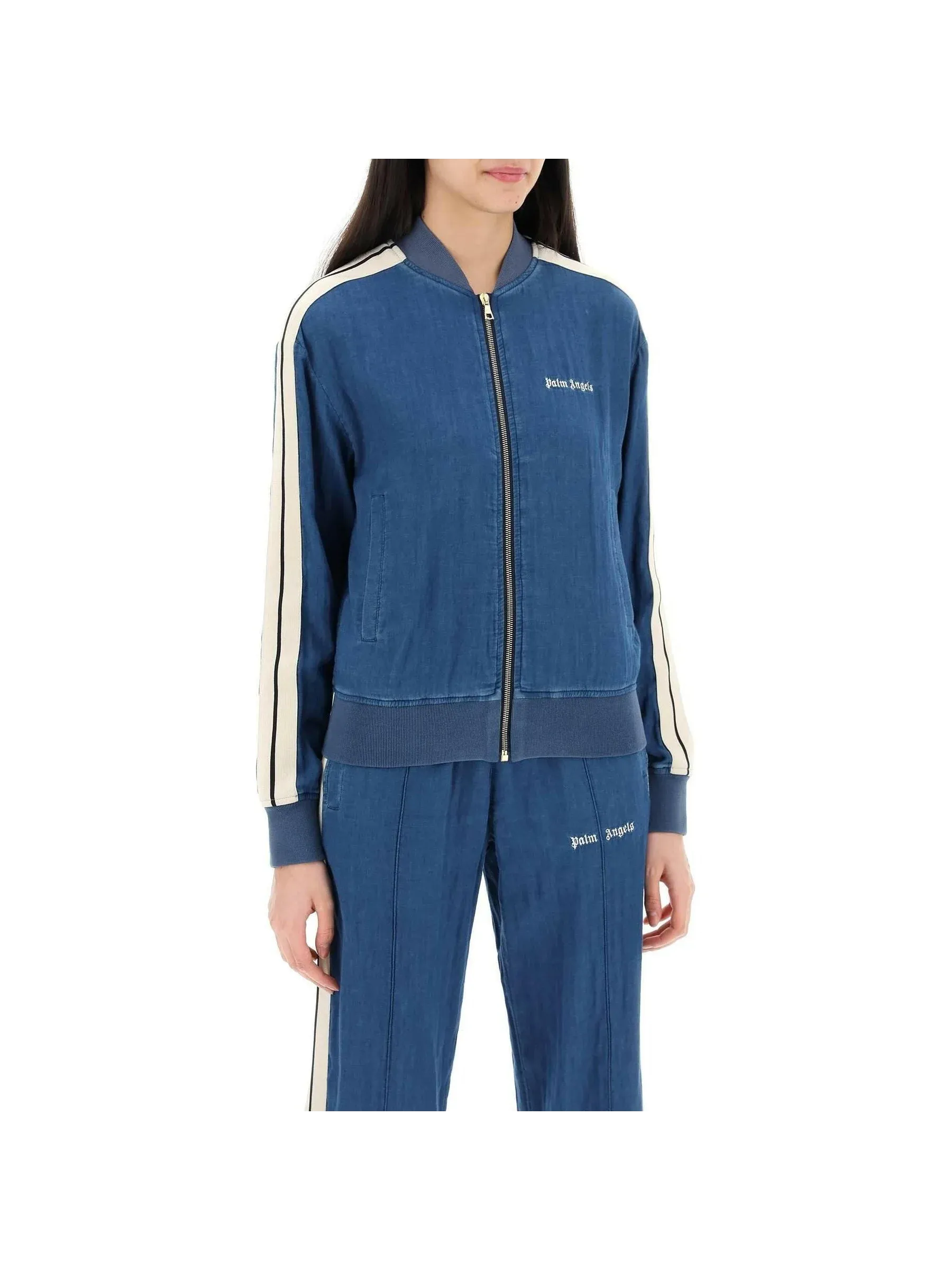 Chambray Track Bomber Jacket