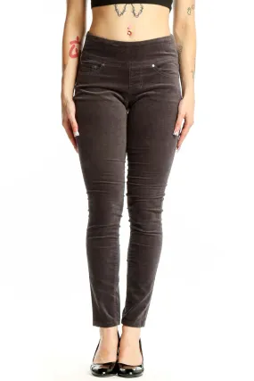 Charcoal Corduroy Slim Fit Pants