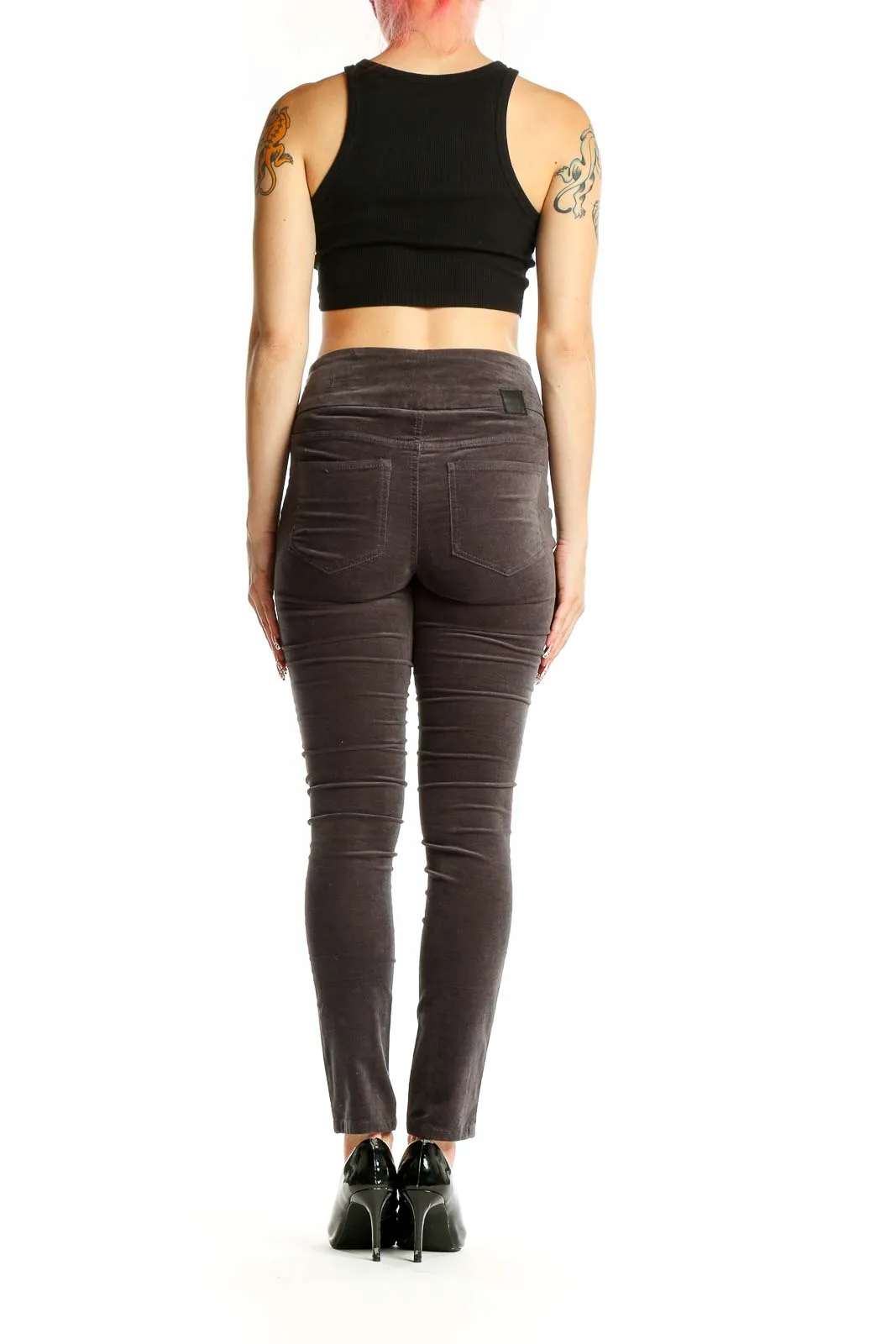 Charcoal Corduroy Slim Fit Pants
