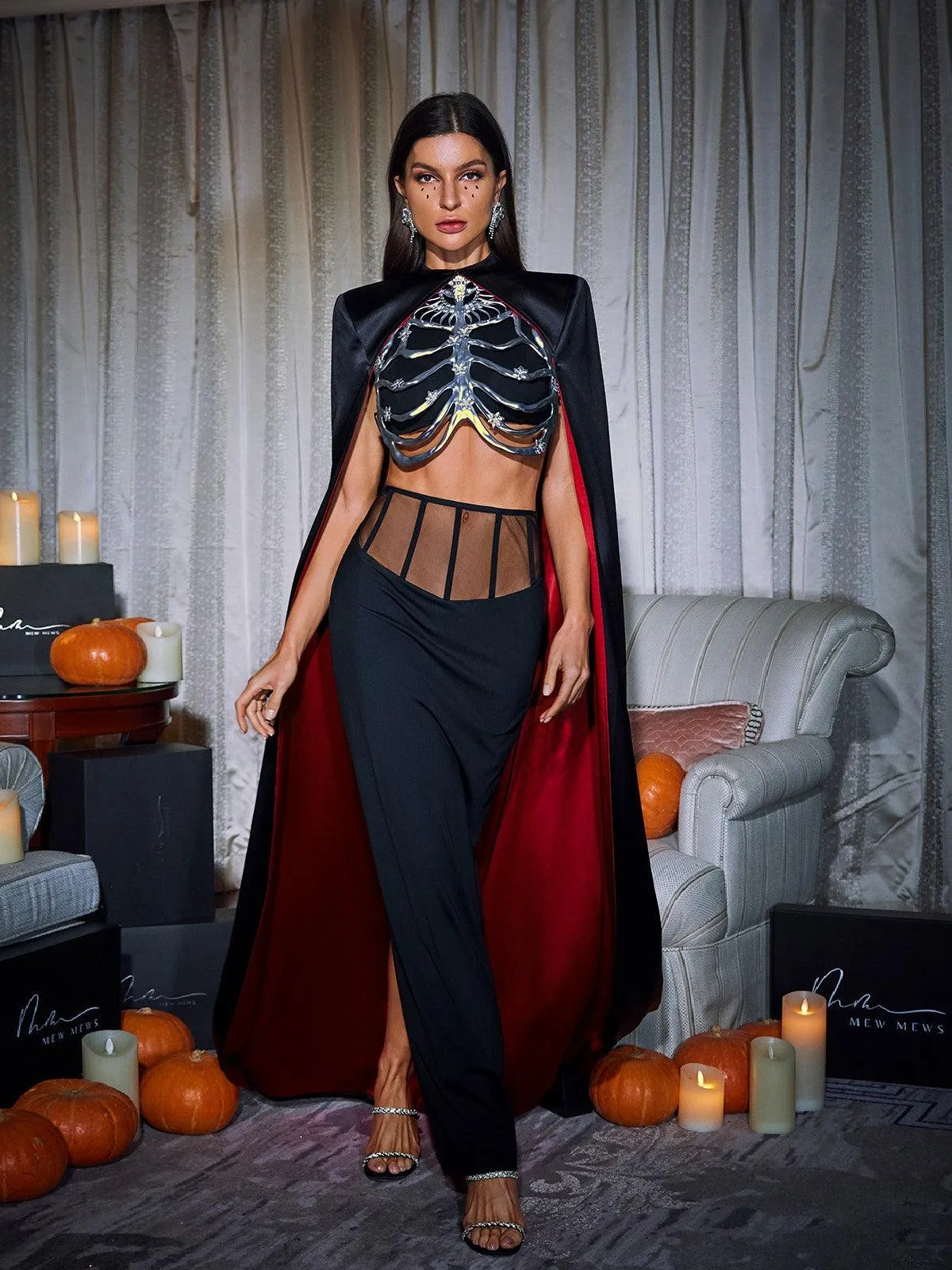 Chic Esther Cape Skirt Three-Piece Ensemble