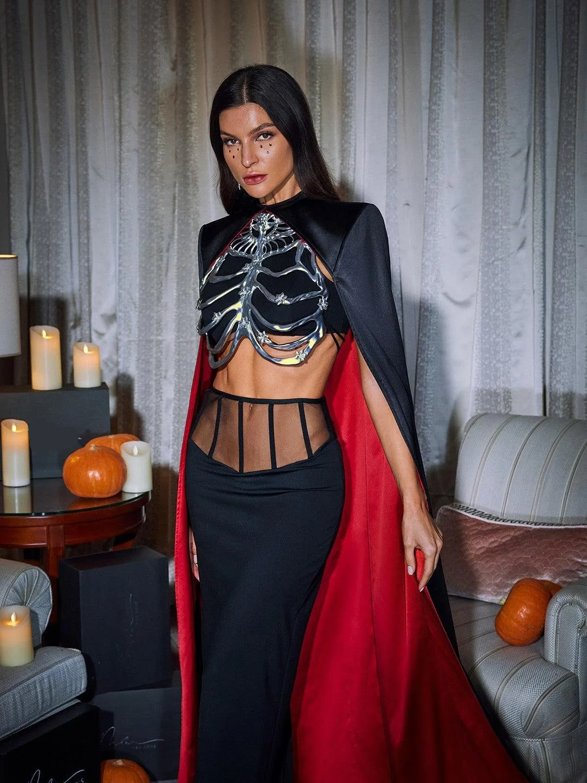 Chic Esther Cape Skirt Three-Piece Ensemble