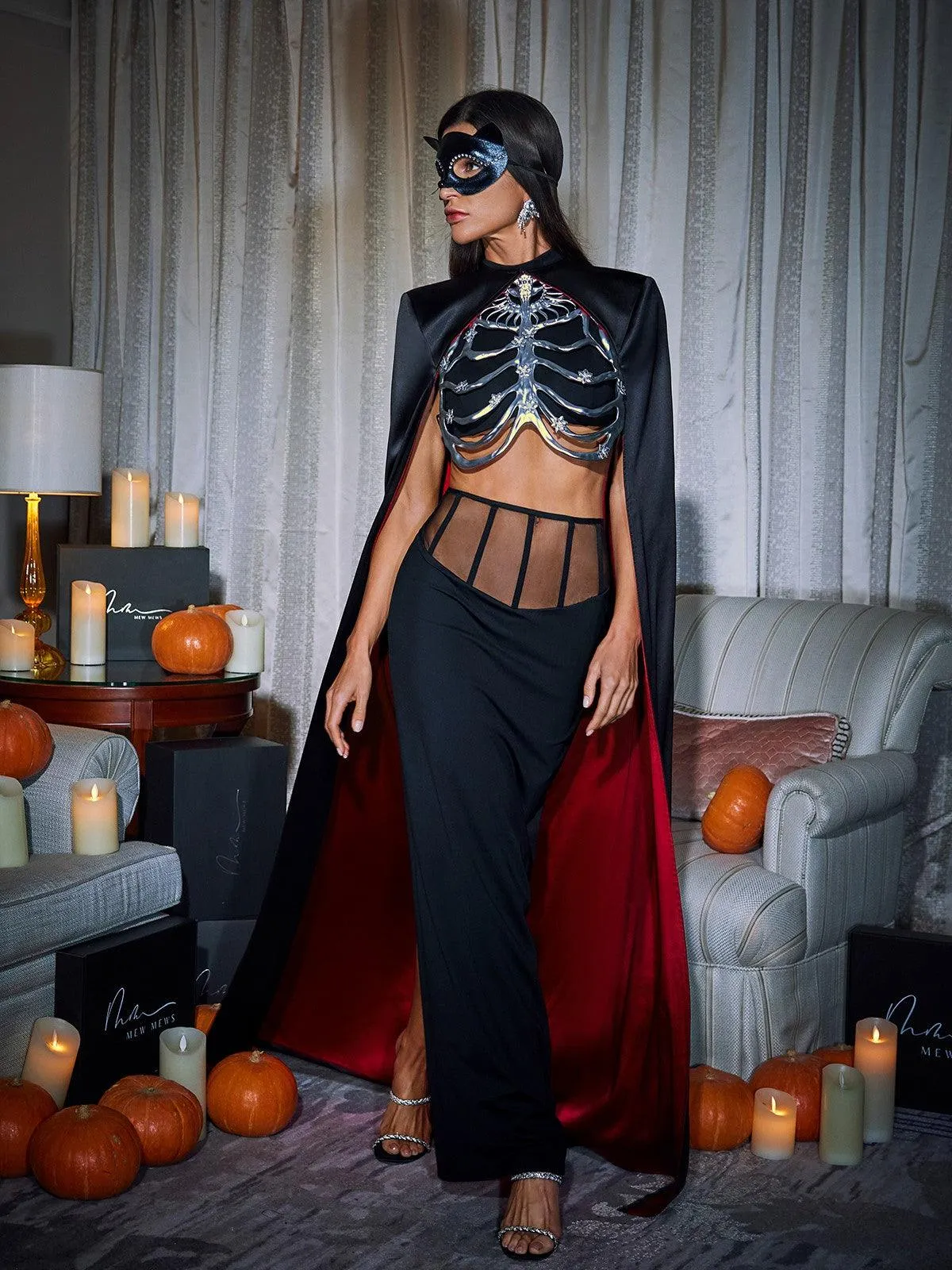Chic Esther Cape Skirt Three-Piece Ensemble