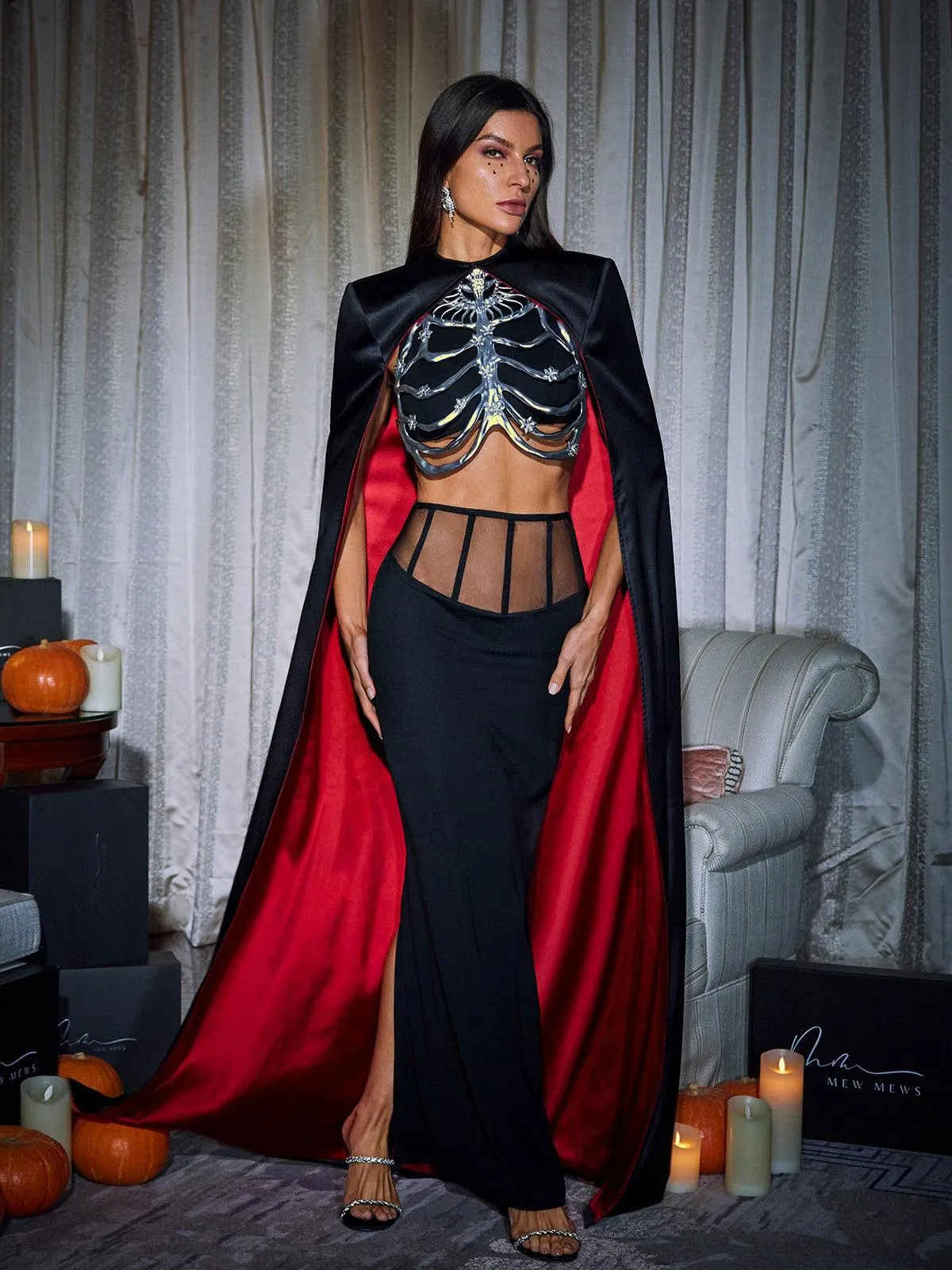 Chic Esther Cape Skirt Three-Piece Ensemble