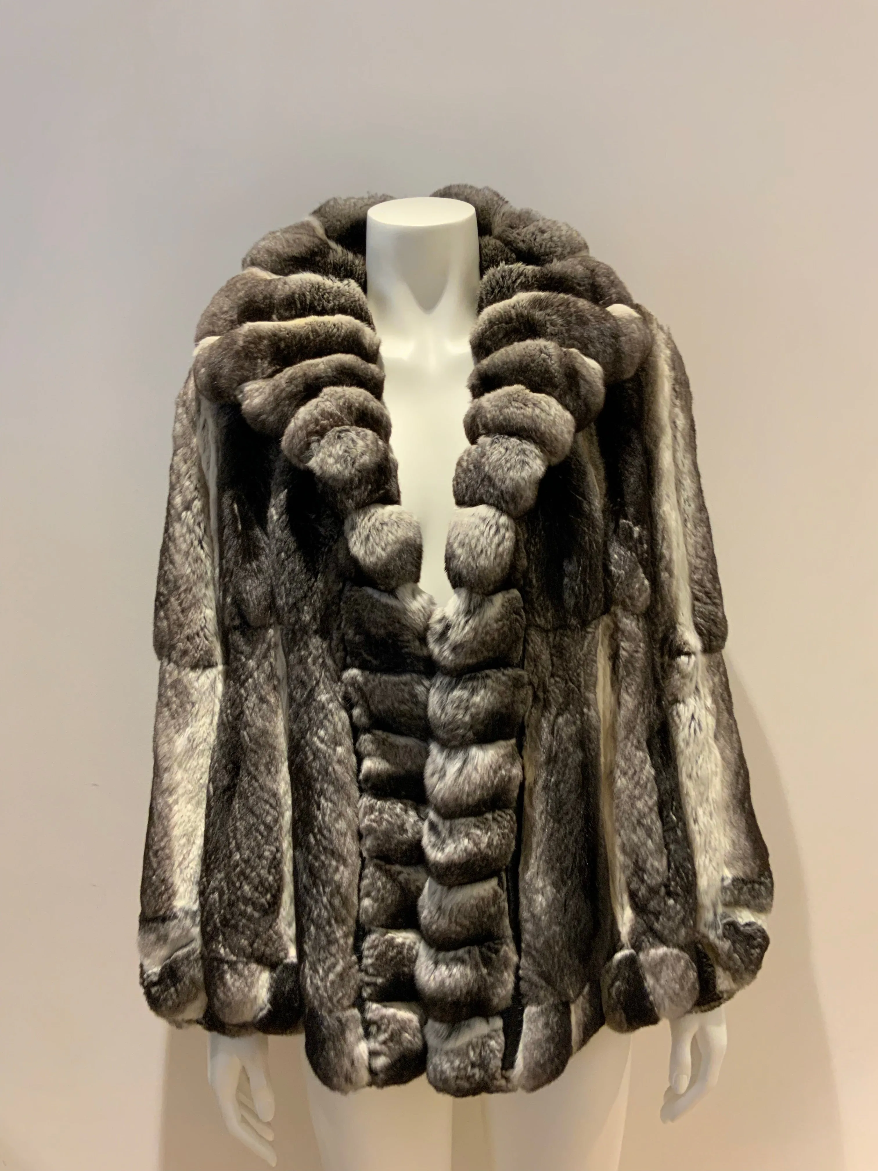 Chinchilla jacket BY Nello Santi Grey FUR Jacket Coat Size I 44 UK 12 US 8 ladies