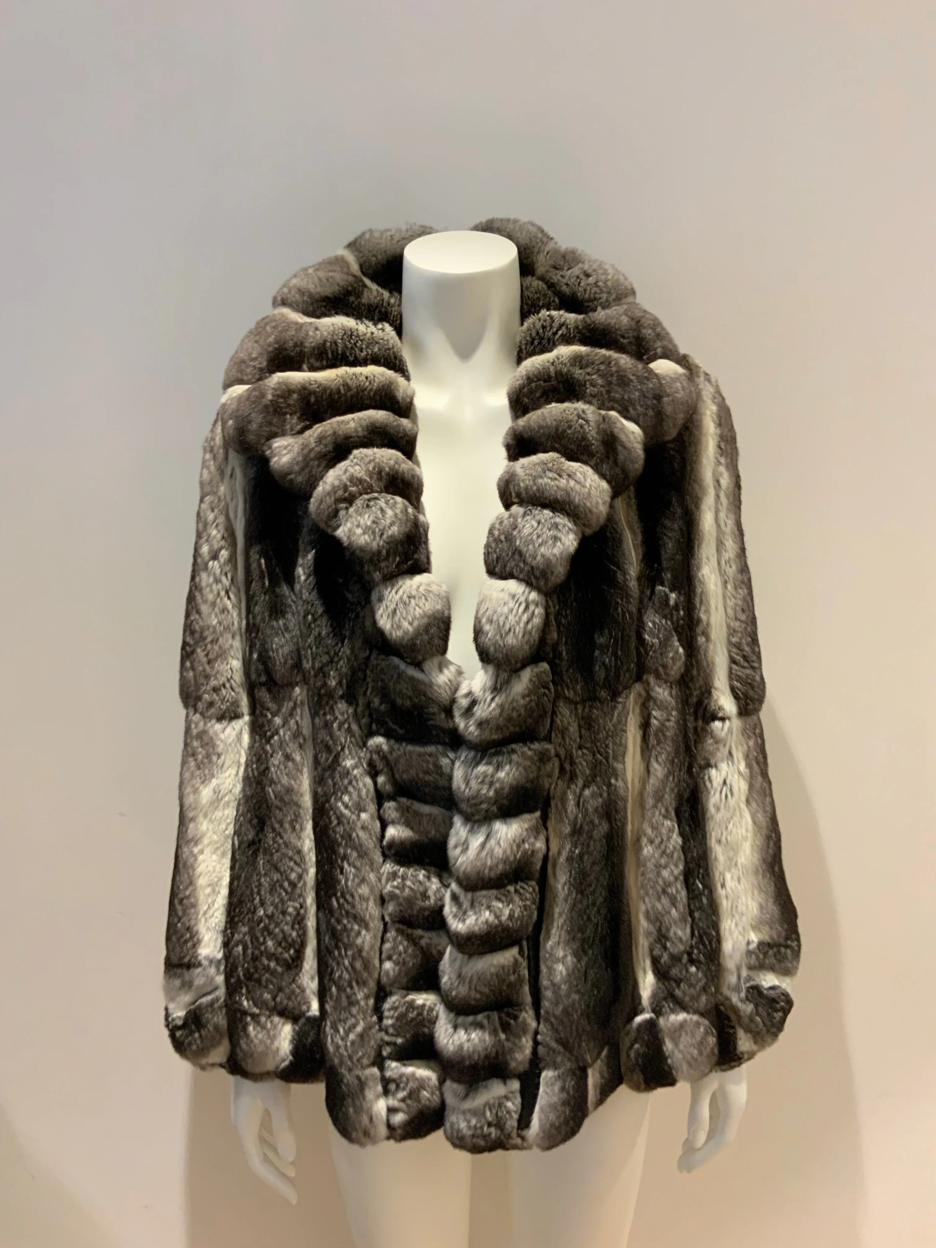 Chinchilla jacket BY Nello Santi Grey FUR Jacket Coat Size I 44 UK 12 US 8 ladies