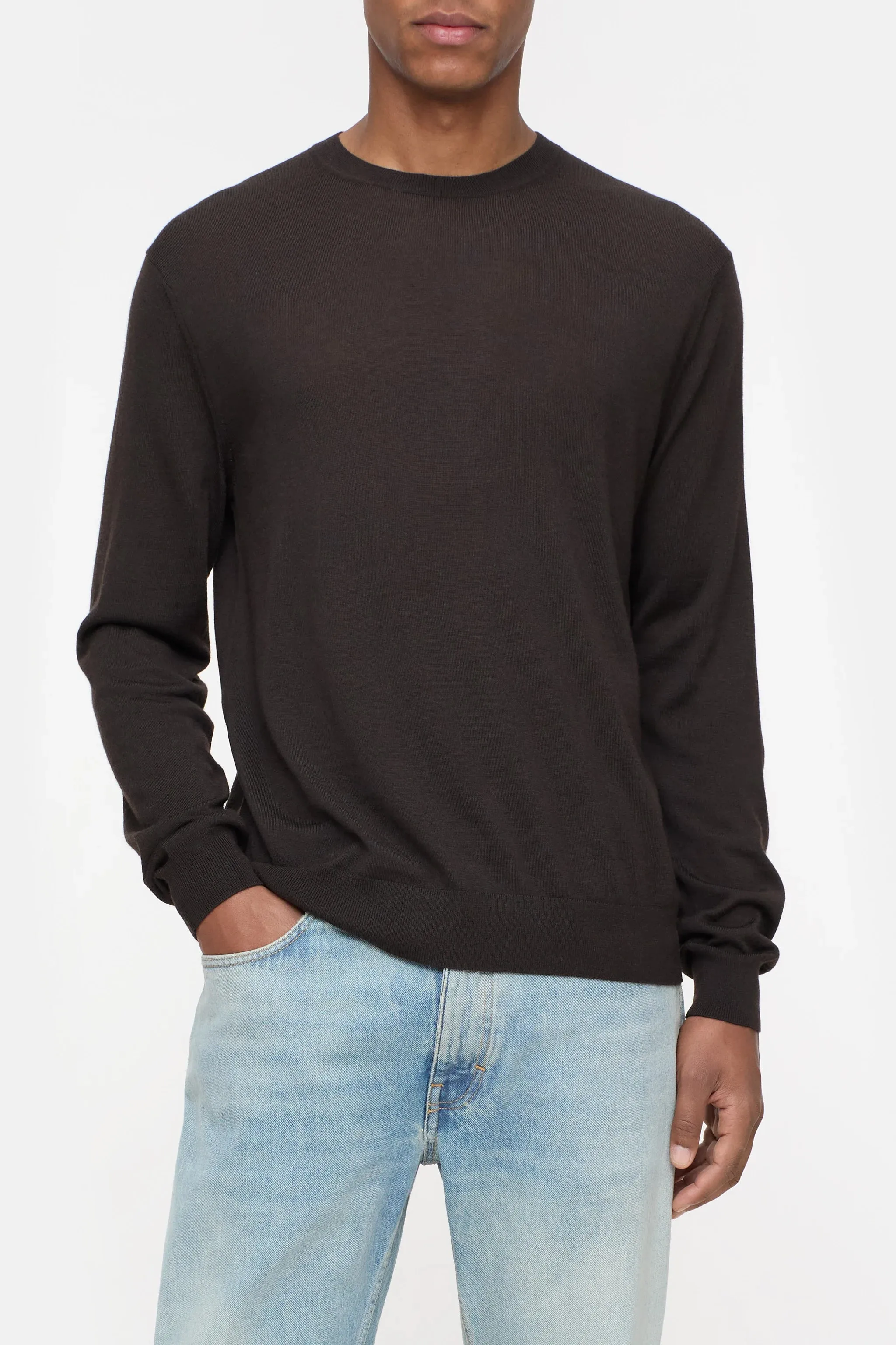 Closed Ebony Dark Brown Wool Crewneck Sweater