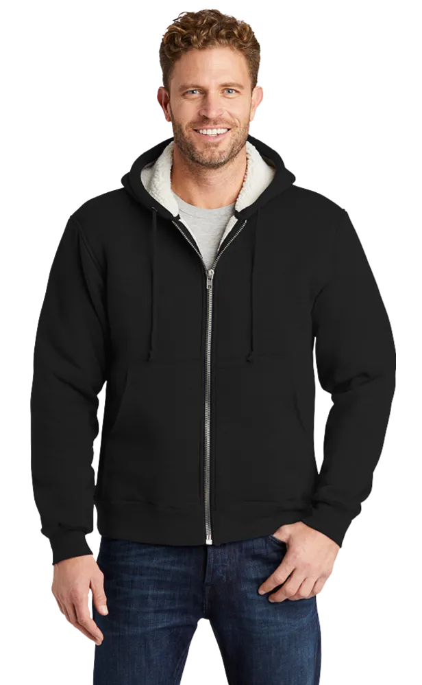 Cornerstone Men's Heavy Sherpa Lined Custom Hooded Fleece Jacket