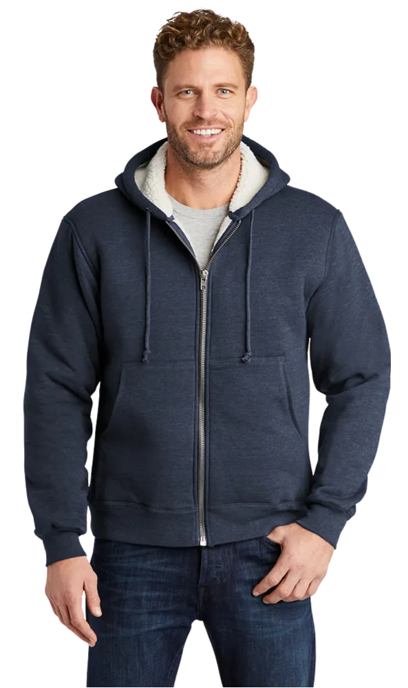 Cornerstone Men's Heavy Sherpa Lined Custom Hooded Fleece Jacket