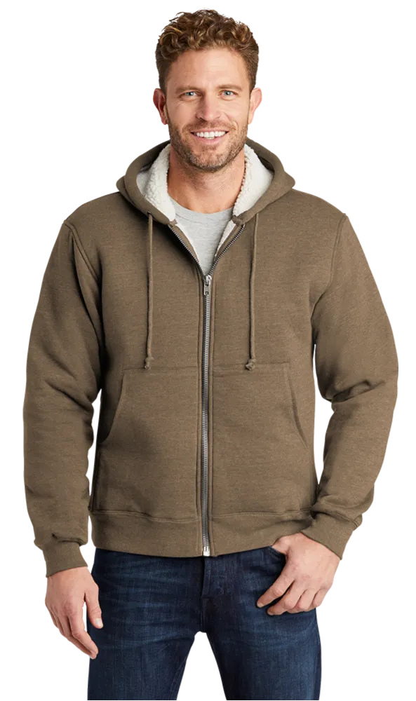 Cornerstone Men's Heavy Sherpa Lined Custom Hooded Fleece Jacket