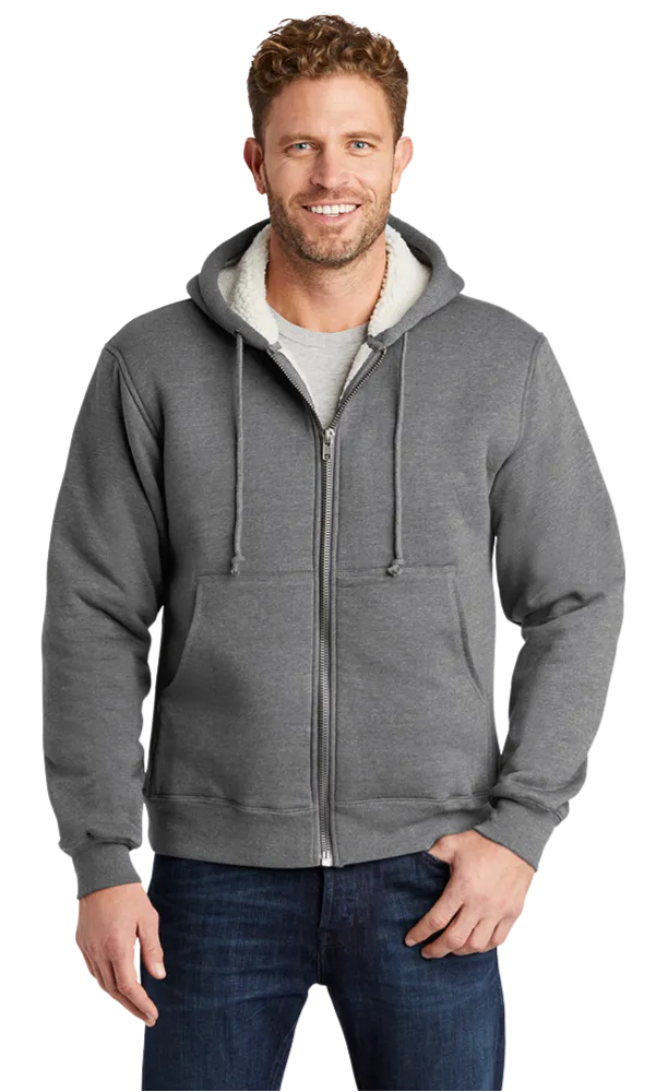 Cornerstone Men's Heavy Sherpa Lined Custom Hooded Fleece Jacket