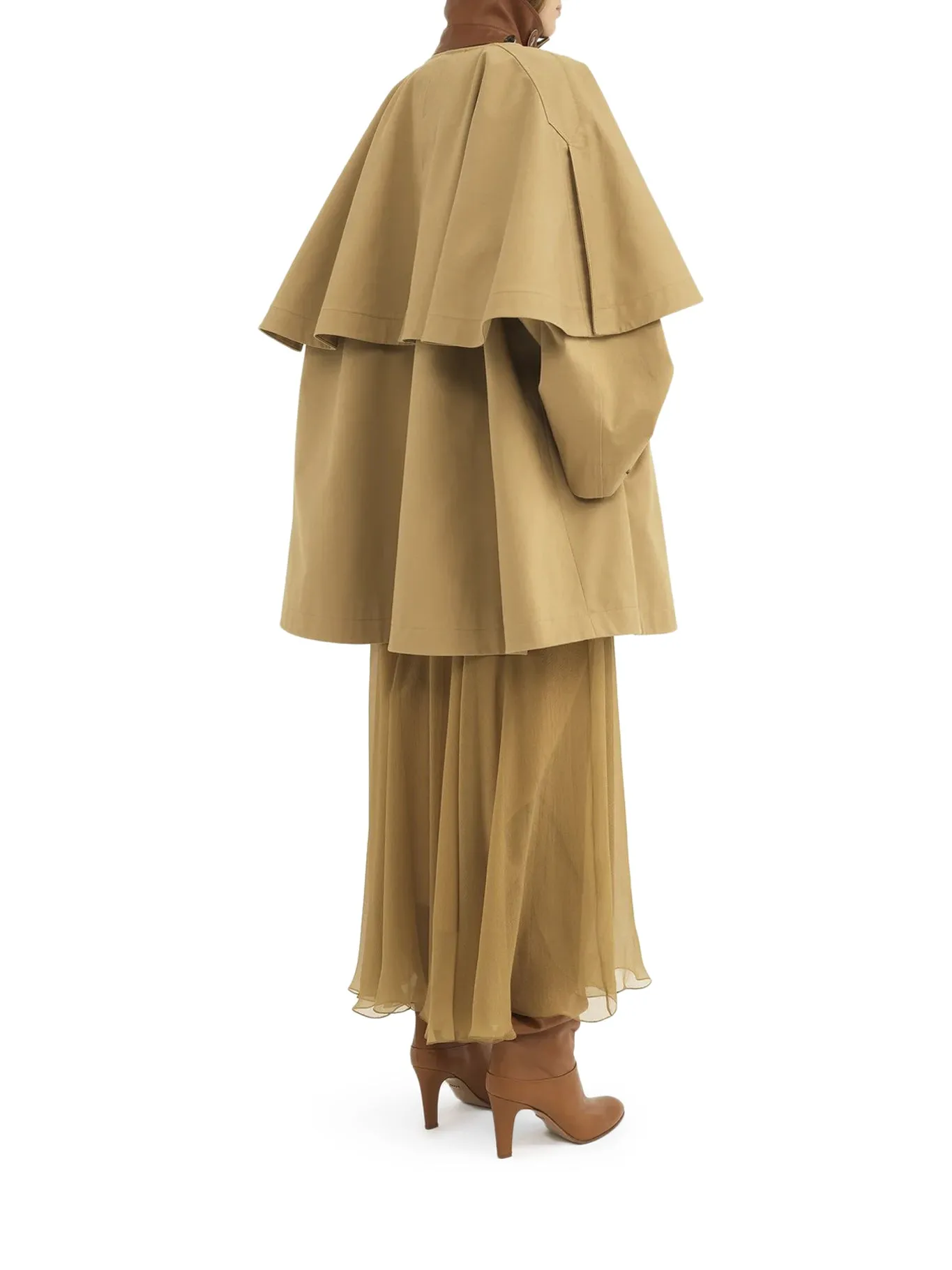 COTTON GABARDINE PARKA WITH CAPE