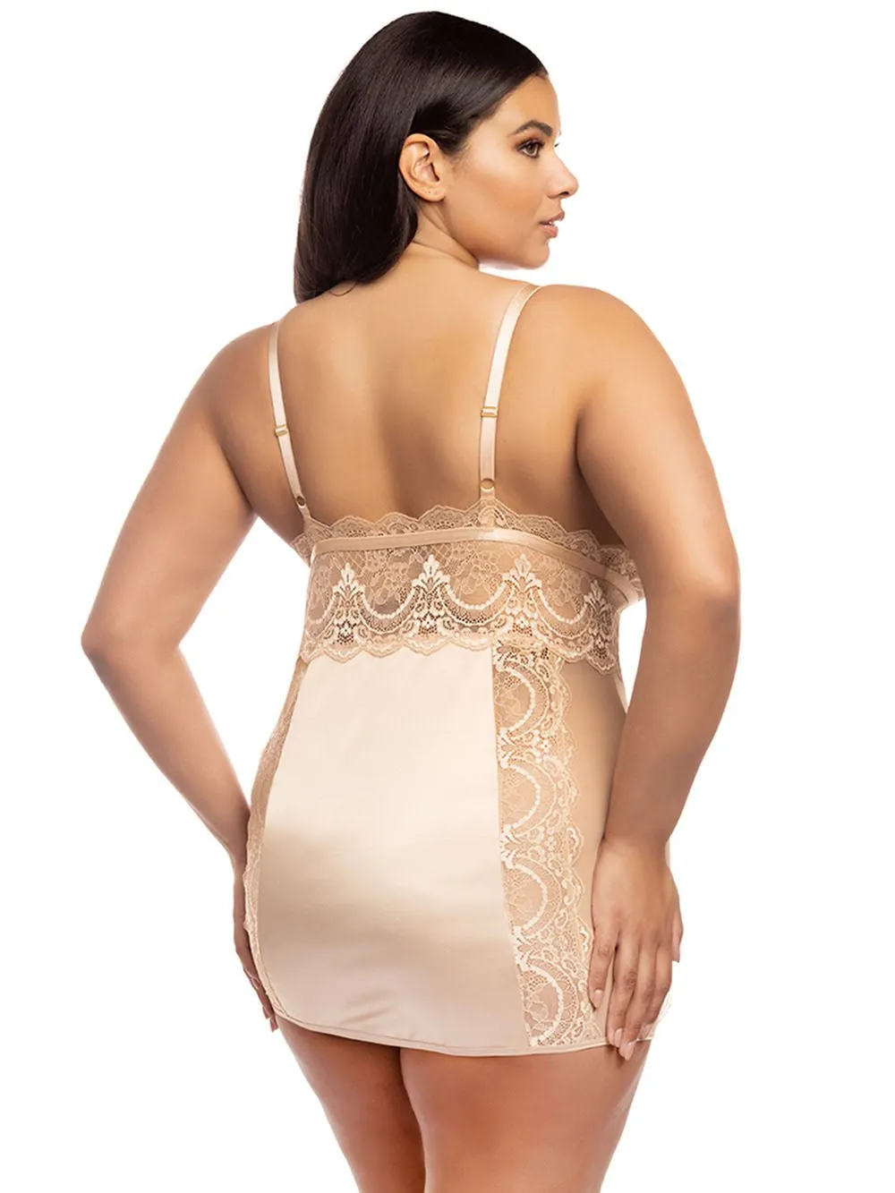 Curvy Laura Satin Babydoll Dress