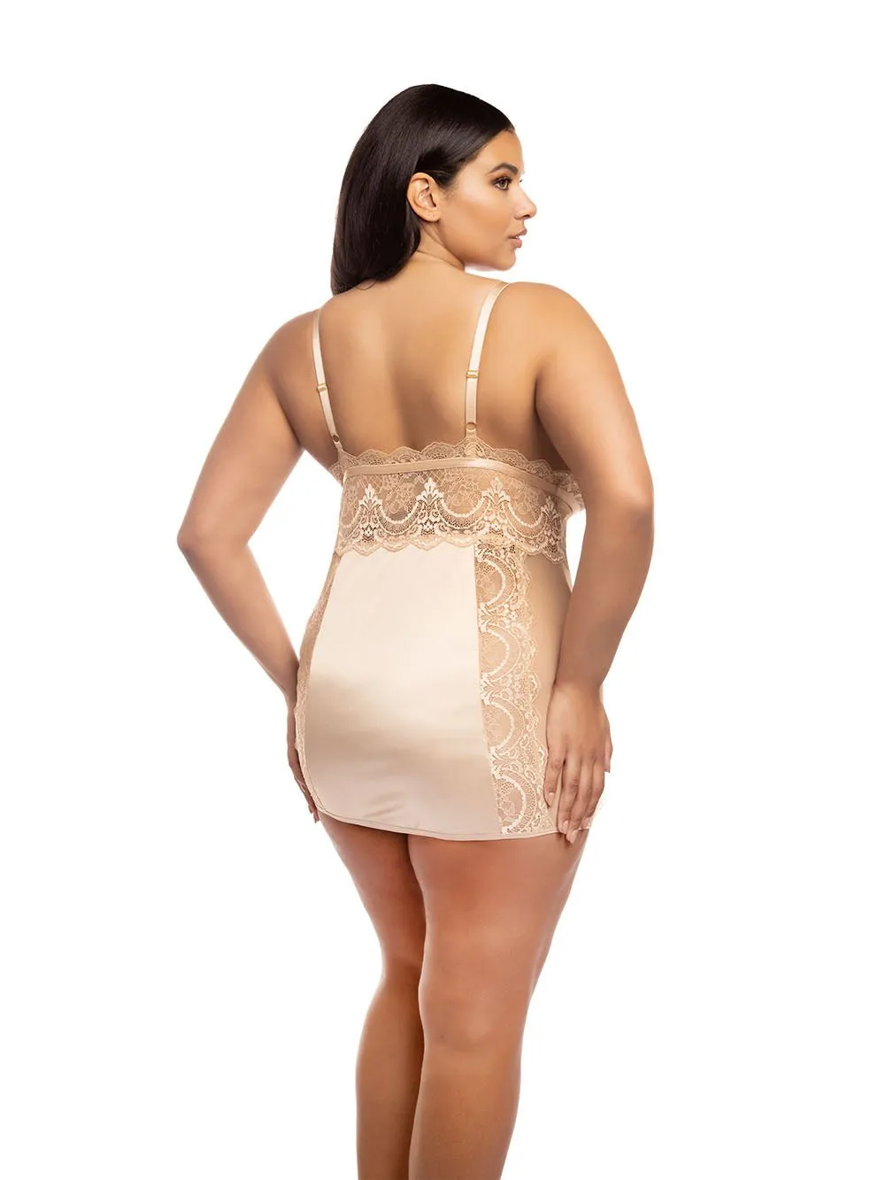 Curvy Laura Satin Babydoll Dress