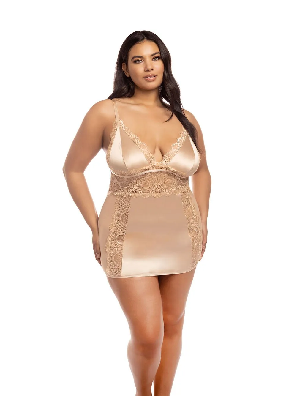 Curvy Laura Satin Babydoll Dress