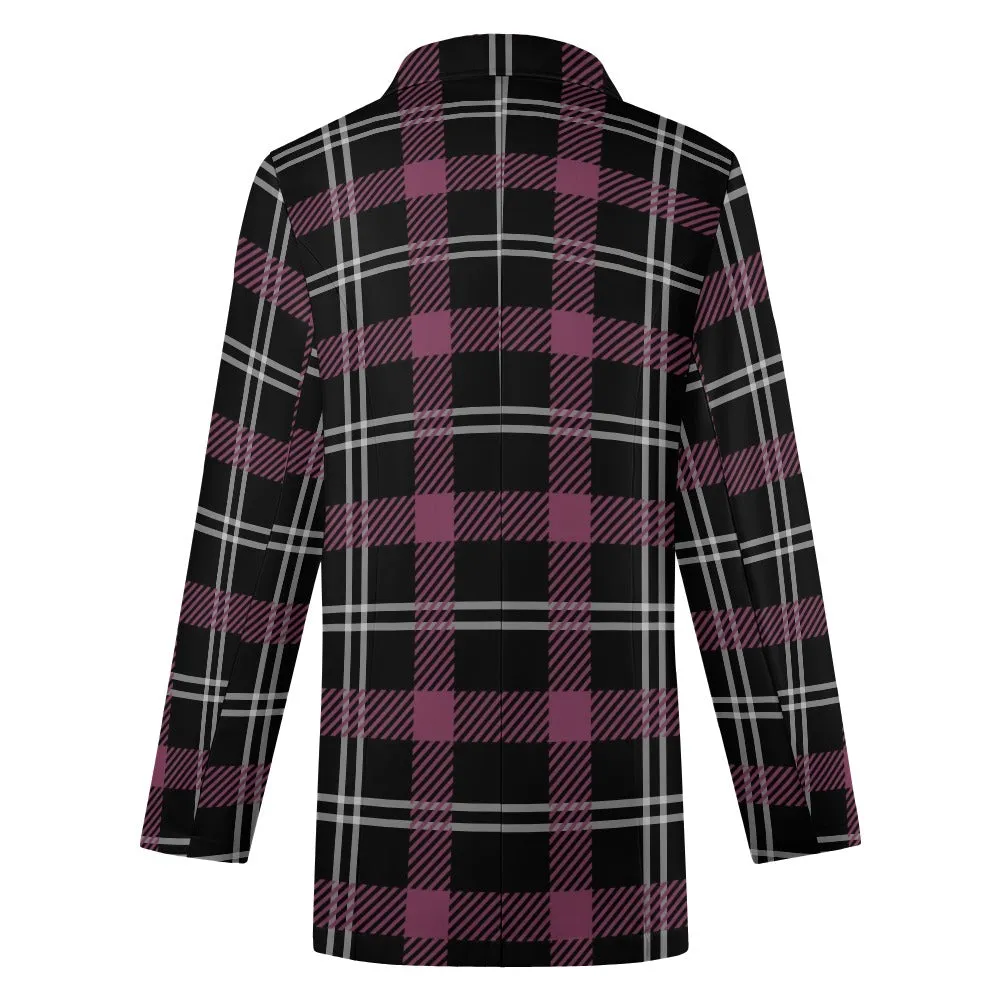 Dark Purple Plaid Casual Suit Jacket