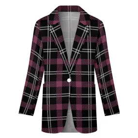 Dark Purple Plaid Casual Suit Jacket