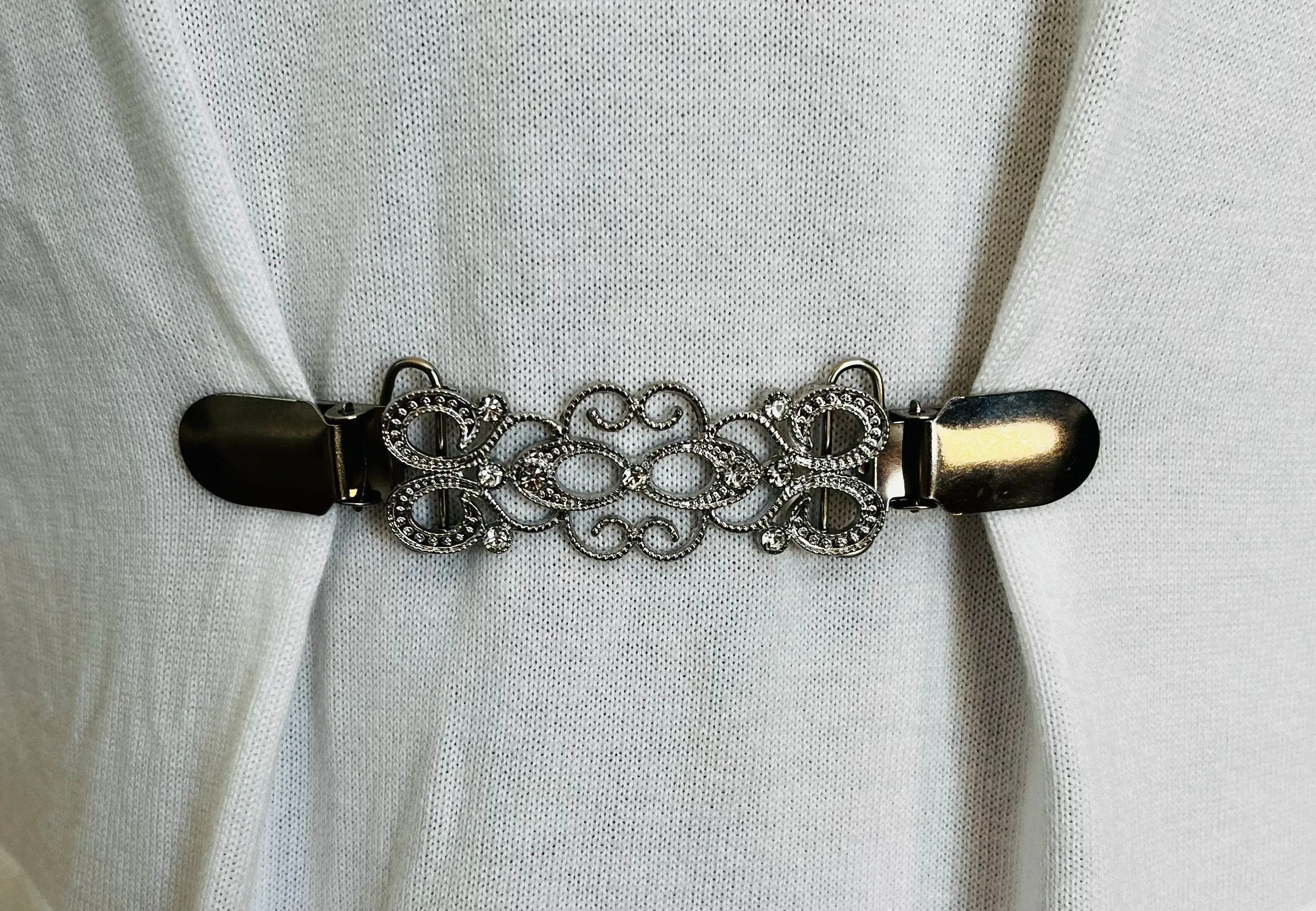 Dress Clips Rhinestone Waist Clip Cardigan Clip Silver Sweater Clip Cinch Clip Dress Clips Jewelry Gift Gifts for Her by Fabulici