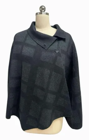 EILEEN FISHER MERINO WOOL BLACK CAPE SIZE ONE