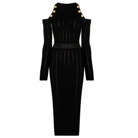 Elegant Off-Shoulder Long Knitted Dress