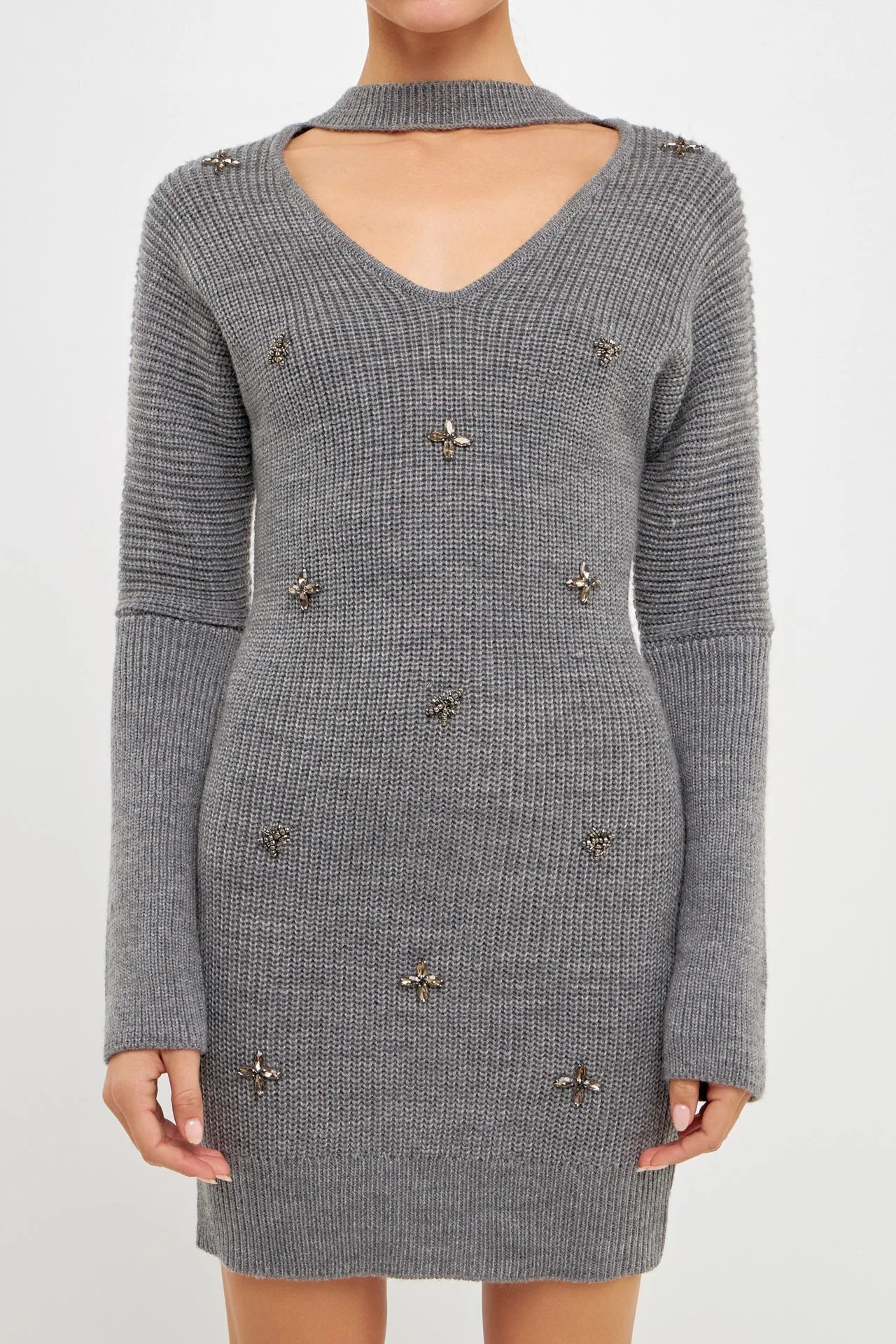 Embellished Sweater Dress