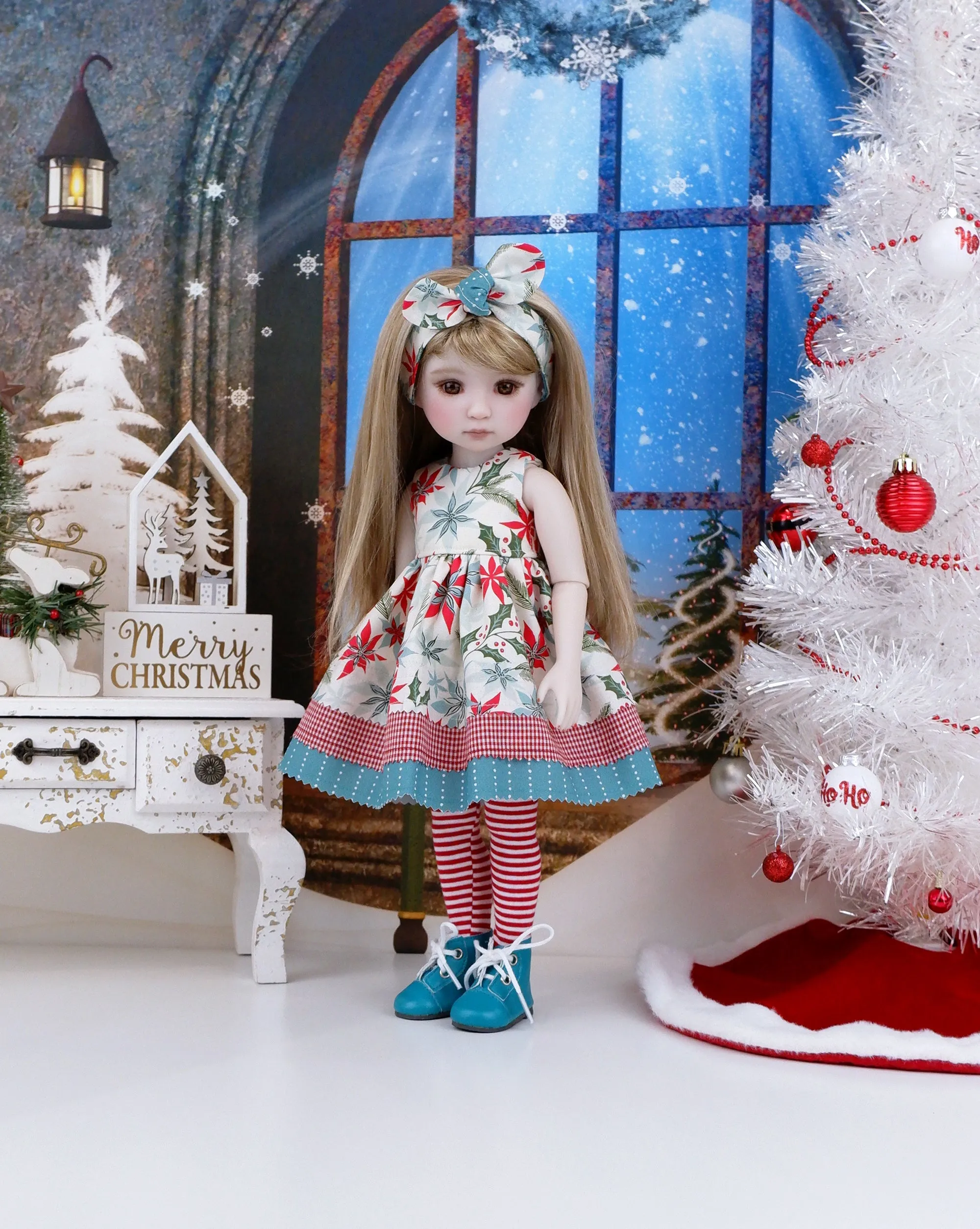 Festive Poinsettia - dress with boots for Ruby Red Fashion Friends doll