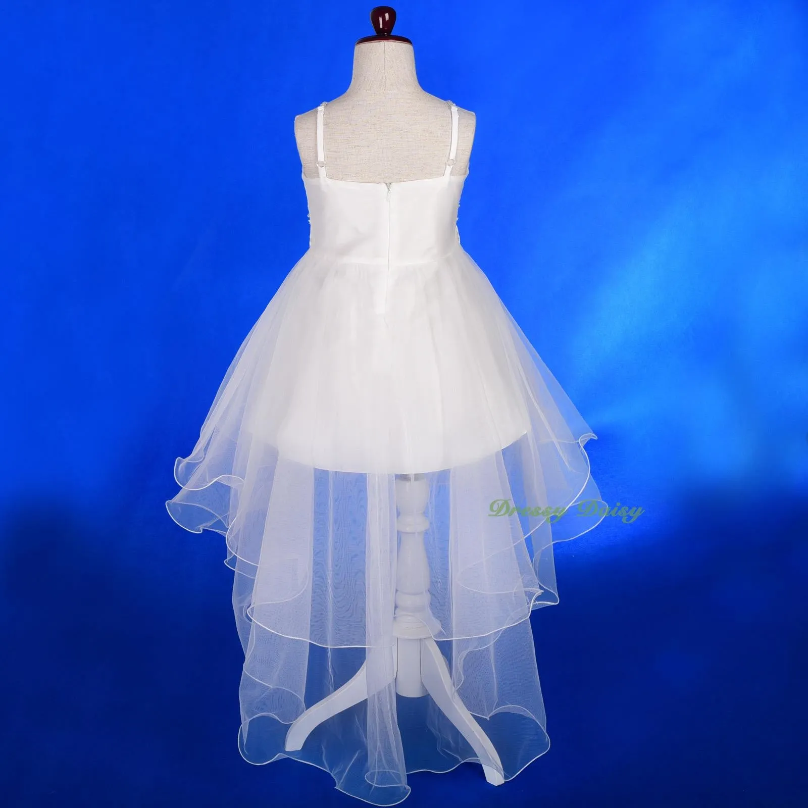 FG339 Diamante Floral Lace Pageant Wedding Flower Girl Dresses w/ Train Size 2-9