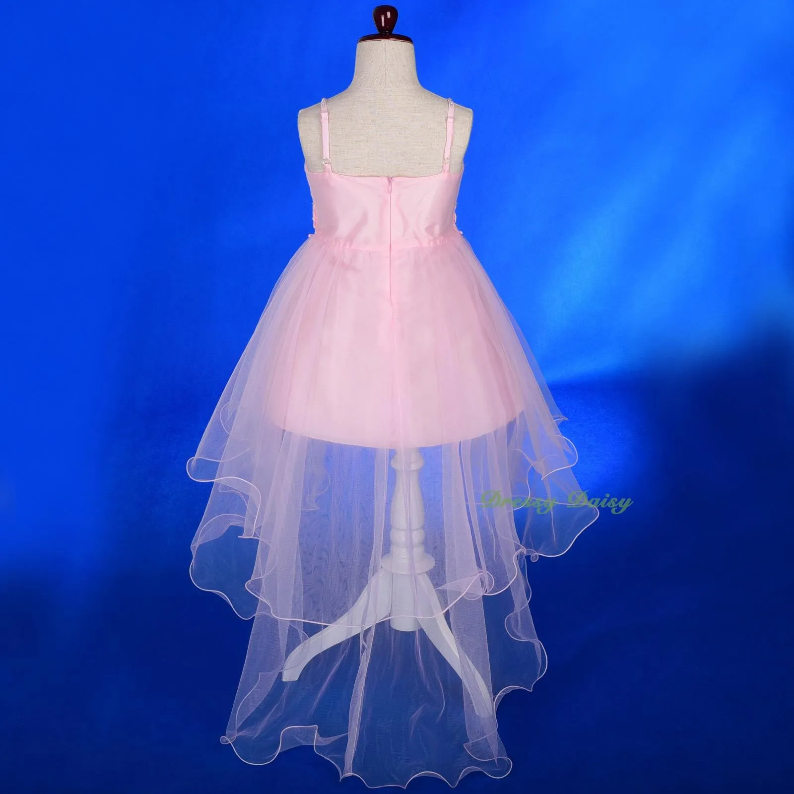 FG339 Diamante Floral Lace Pageant Wedding Flower Girl Dresses w/ Train Size 2-9