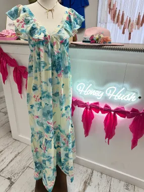 Floral Print  Flutter Sleeve Dress