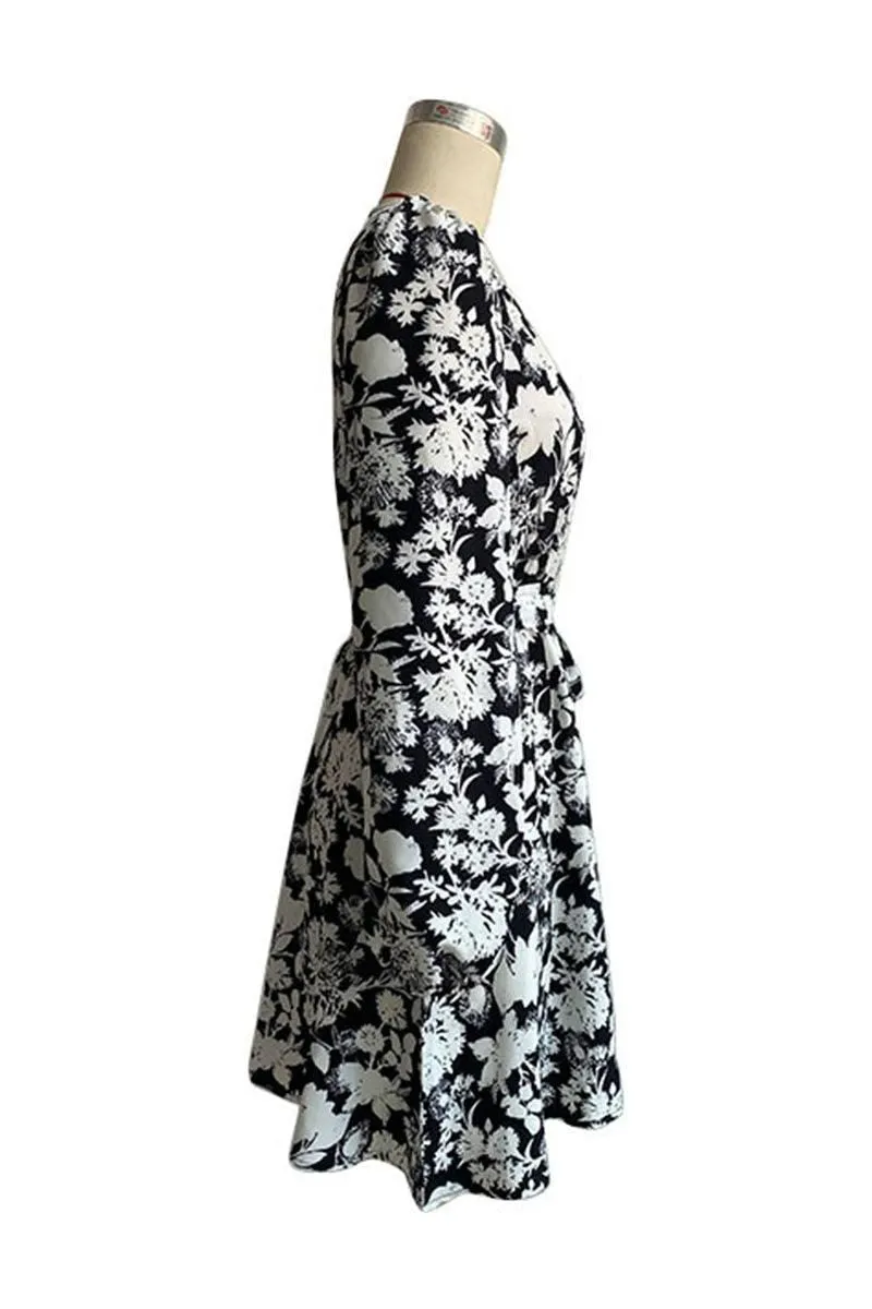 FLORAL PRINTING DRAWSTRING WAIST MIDI DRESS