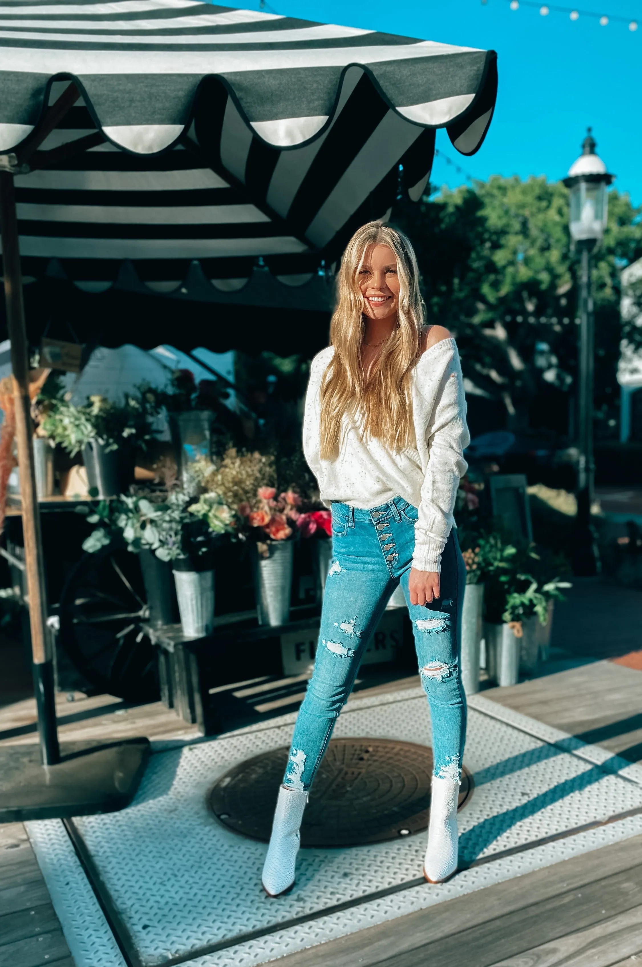 Funfetti Cross Front Sweater White