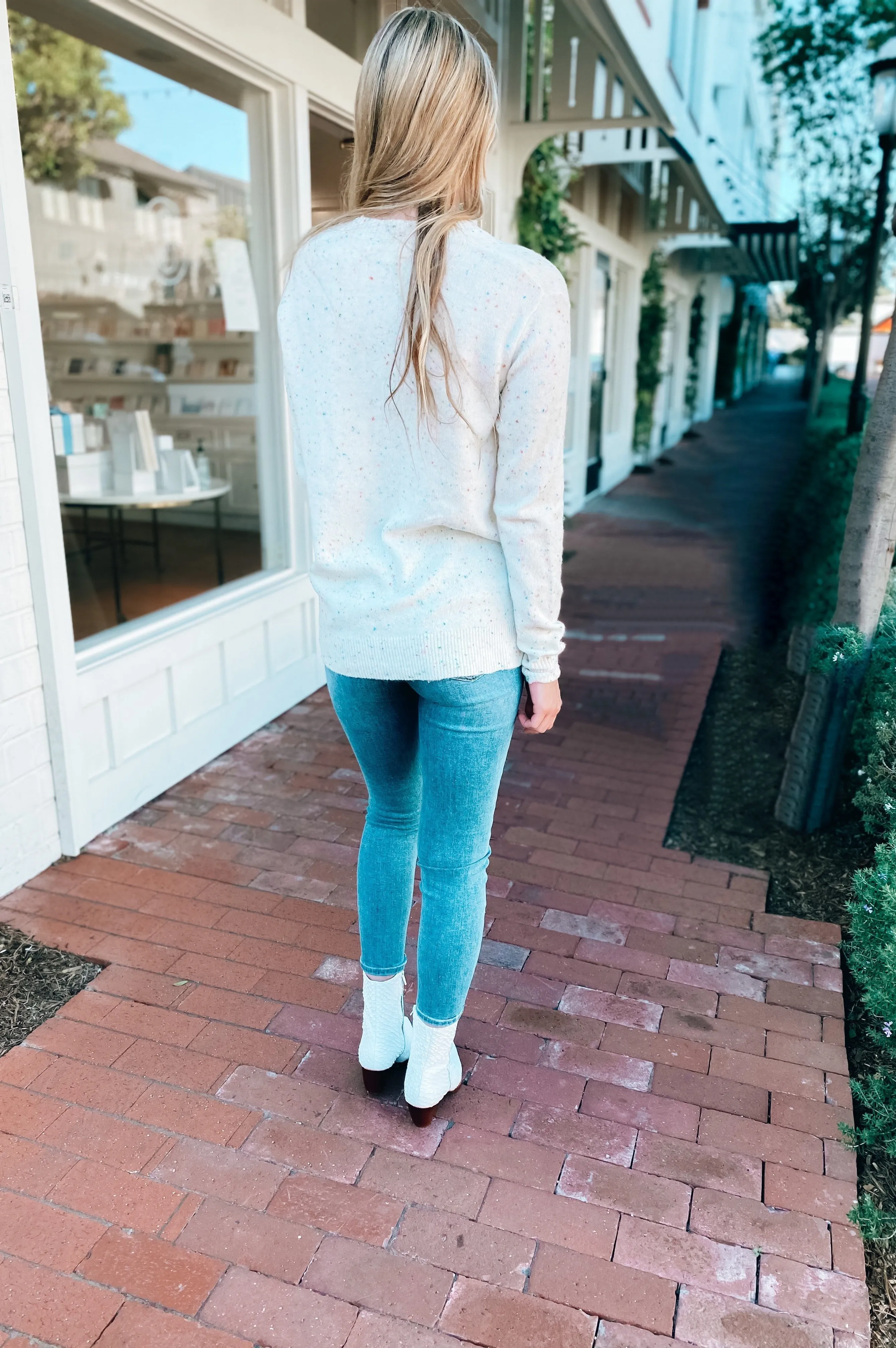 Funfetti Cross Front Sweater White