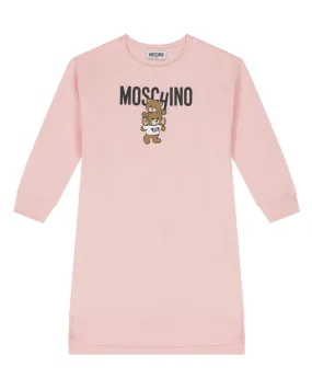 Girls Pink Teddy Logo Sweatshirt Dress