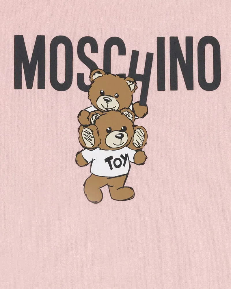 Girls Pink Teddy Logo Sweatshirt Dress