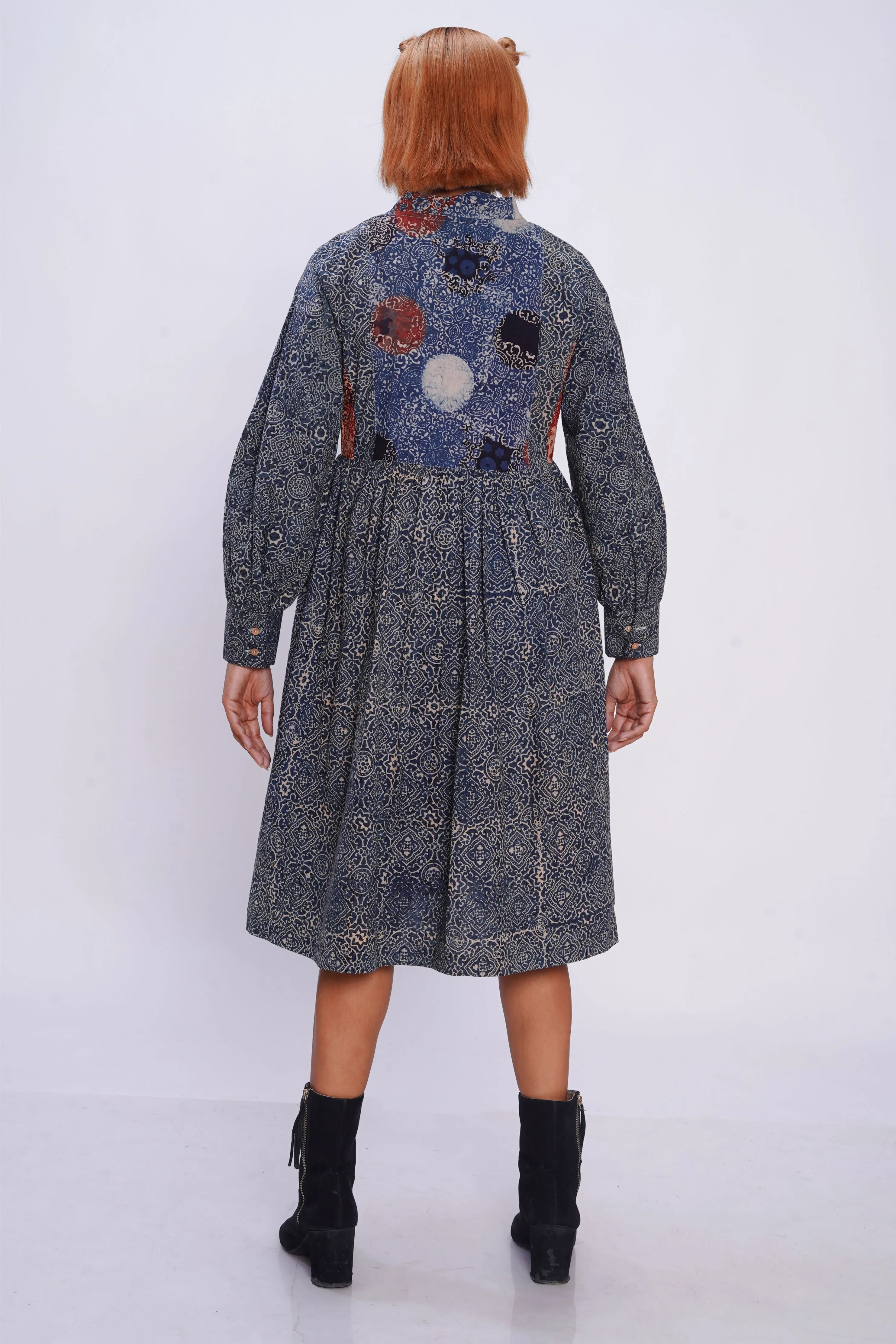 Hand block printed indigo timeless dress