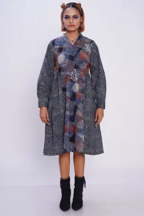 Hand block printed indigo timeless dress