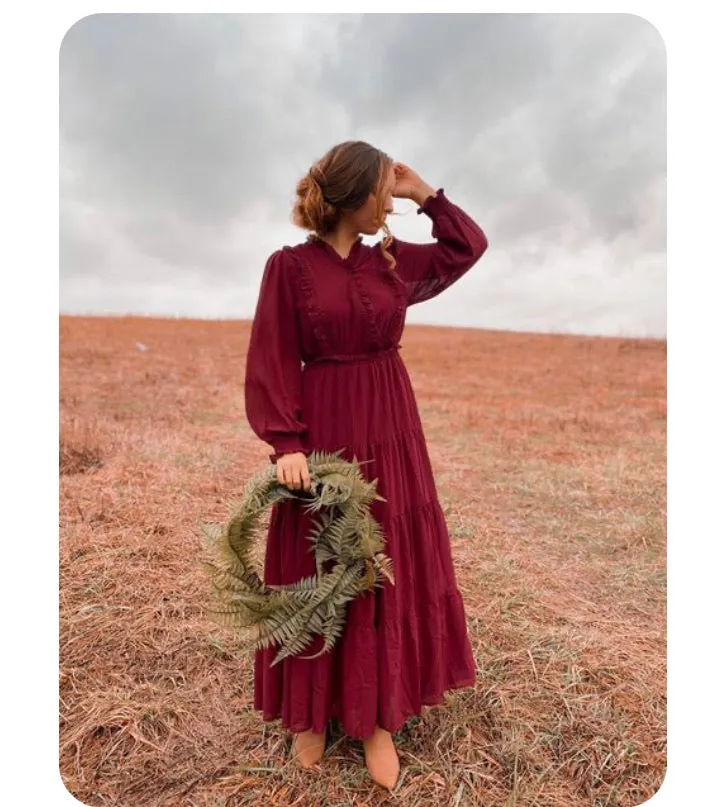 Hannah Dress- Burgundy/Black