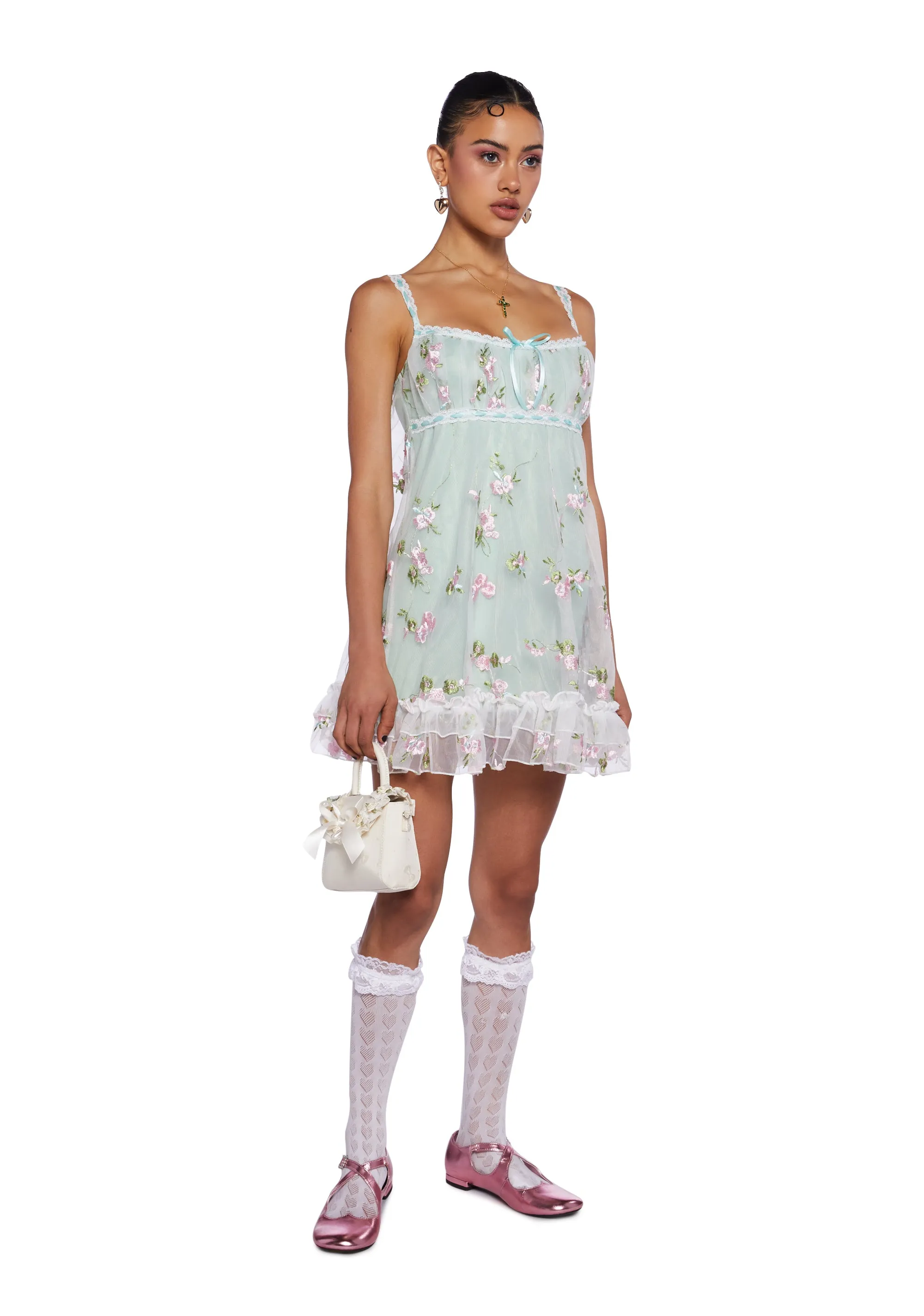 Heaven Struck Babydoll Dress - Sage