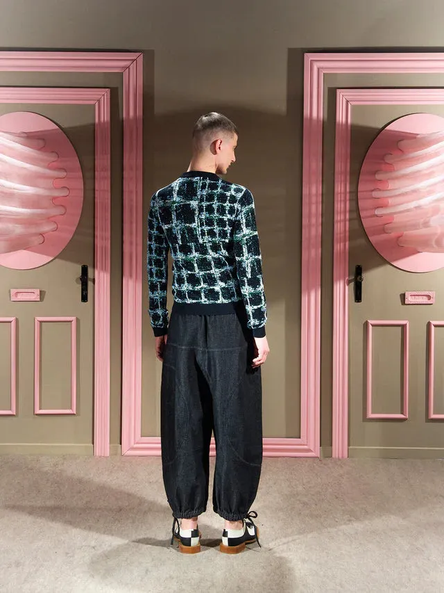 Henrik Vibskov DUSK KNITTED BLOUSE - BLACK SHIBORI CHECKS