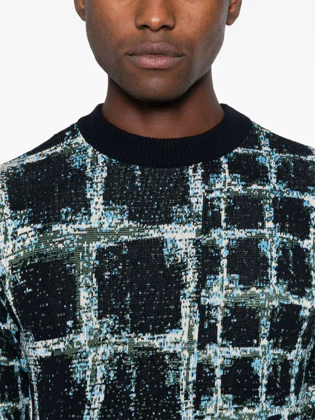 Henrik Vibskov DUSK KNITTED BLOUSE - BLACK SHIBORI CHECKS