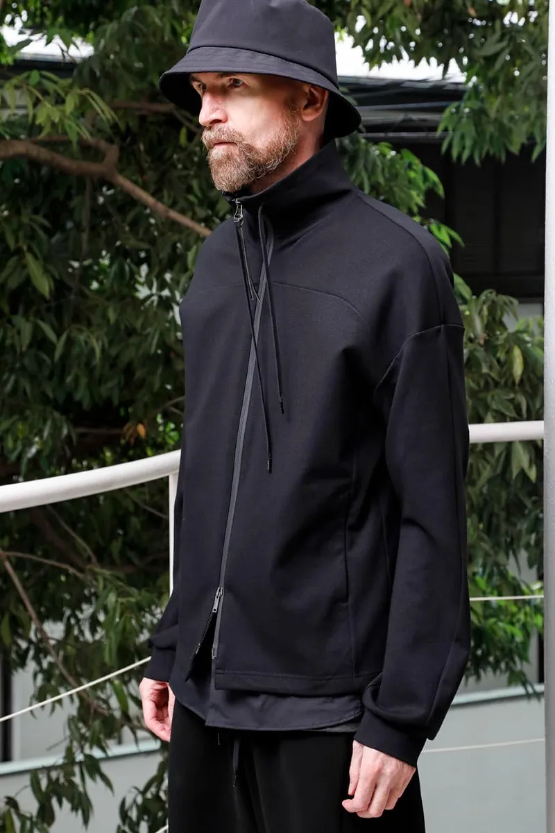 High neck track jacket stretch viscose