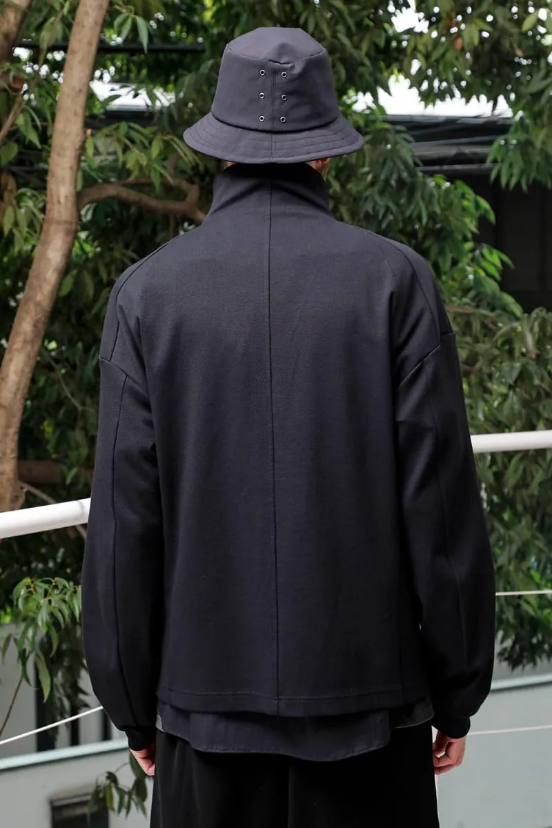 High neck track jacket stretch viscose